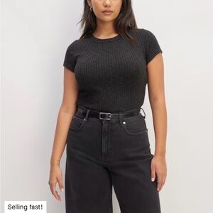 EVERLANE | Rib-Knit Organic Cotton Short-Sleeve Crew